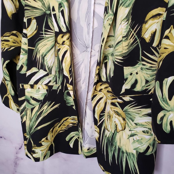 ASHLEY STEWART tropical palm leaves open front business casual blazer 14… - Picture 3 of 8